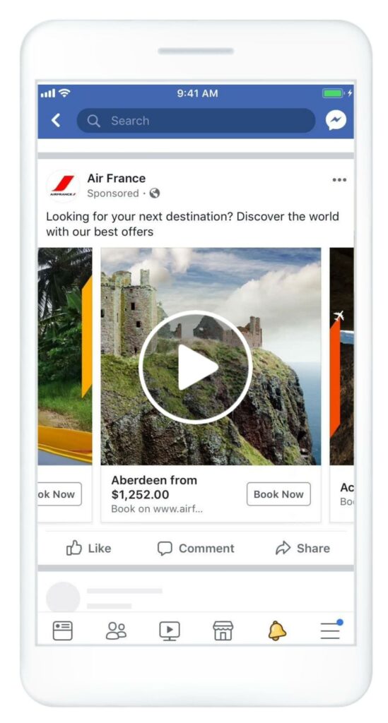 Facebook in-feed carousel ad