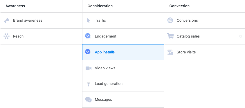 facebook ad objective app install