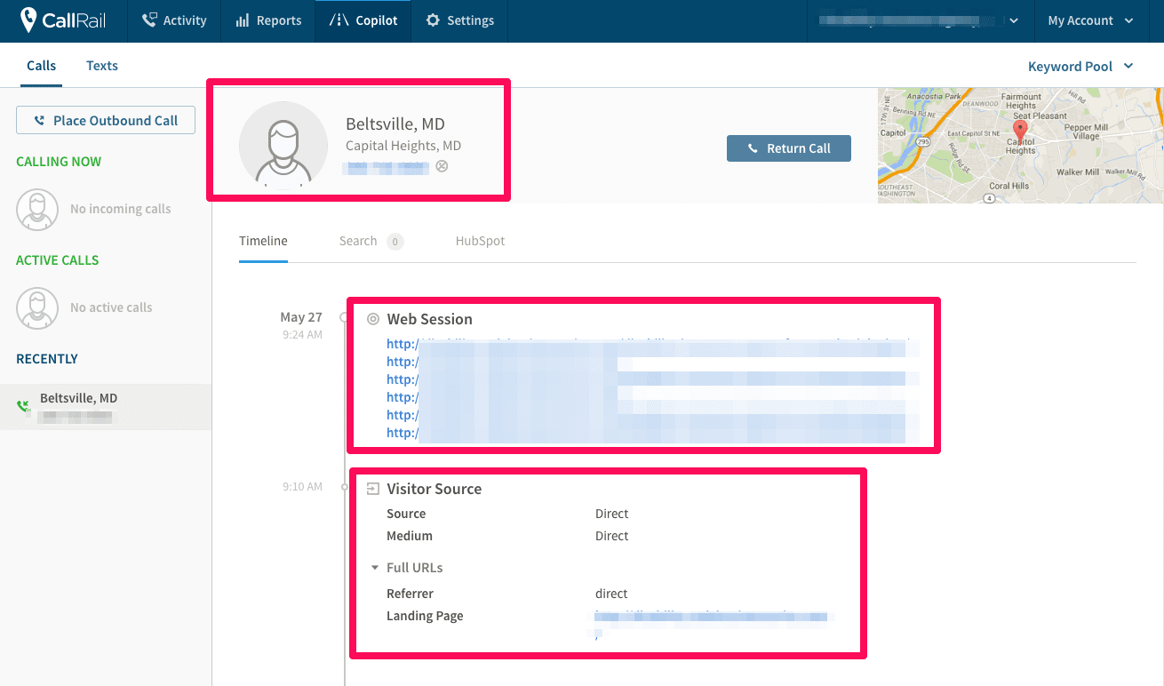 callrail call tracking dashboard