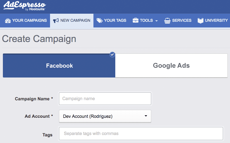 Create Campaign Google Facebook