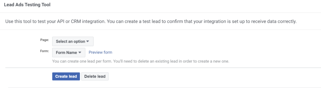 Facebook Lead Ads Testing Tool 2