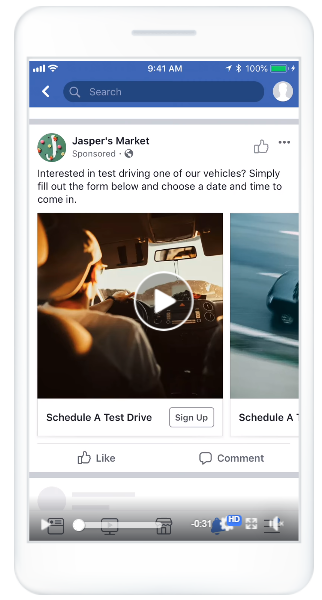 Facebook lead ad example 1