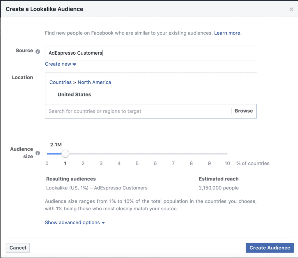 facebook lookalike audience creation