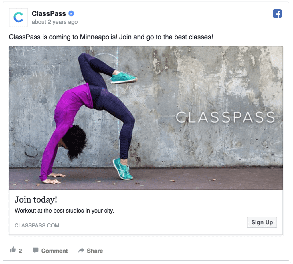 geo-targeting facebook ad example