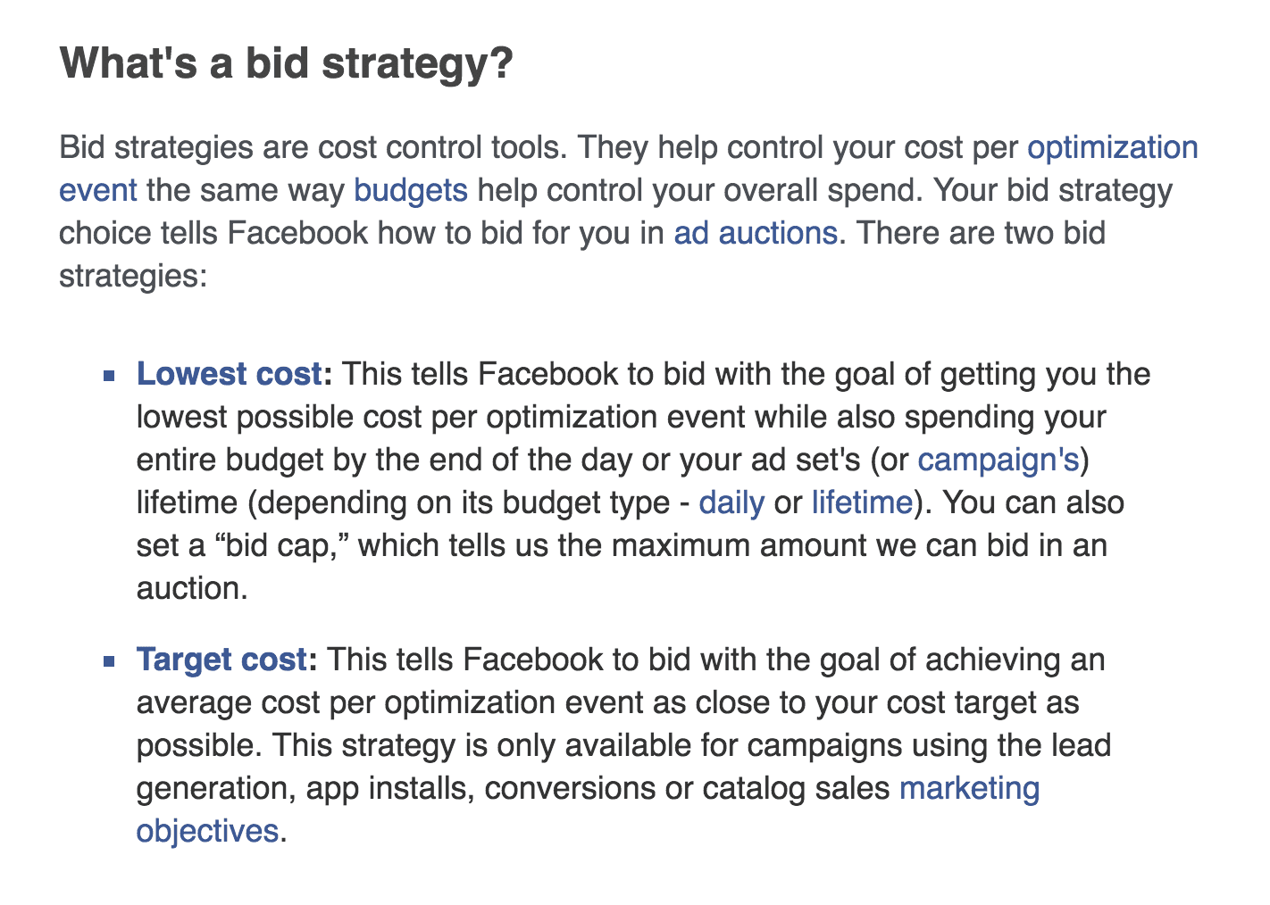 Facebook bidding strategy