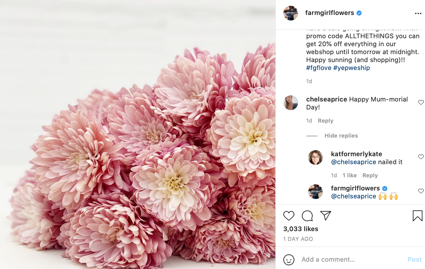 Instagram post from Farmgirl Flowers