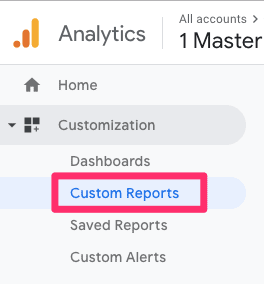 Google Analytics custom reports section