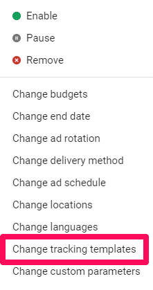 tracking templates menu option