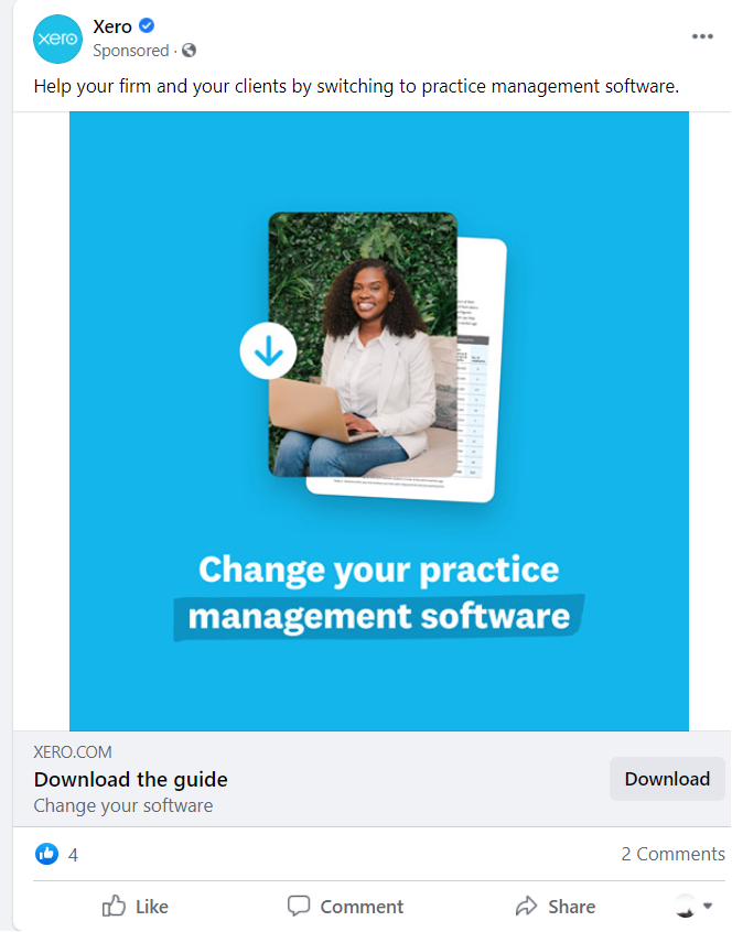 Facebook ad design from Xero